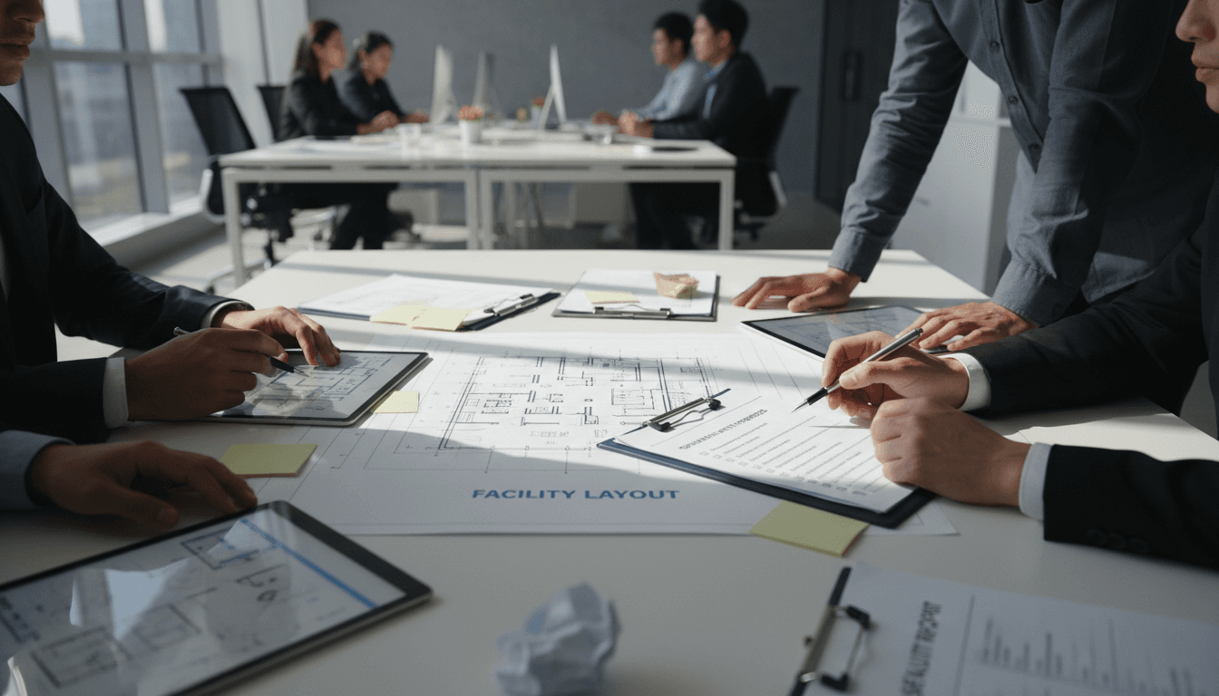 Risk management professionals analyzing risk cartography data in bright modern office setting